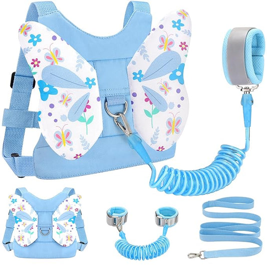Accmor 3 in 1 Toddler Harness Safety Leashes + Anti Lost Wrist Link, Kids Harness Children Leash for Girls, Child Safety Leash Cute Baby Safety Harness Belt Strap Hold Kids Close While Walking (Blue)