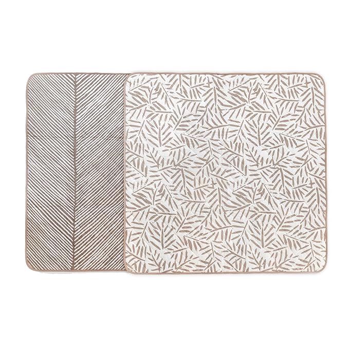 Toddlekind Portable Baby Mat – Organic Cotton 47" x 47" Reversible Indoor/Outdoor Playmat for Babies, Toddlers, Picnics, Patio, and Garden Use 0m+ Tan (Taupe)