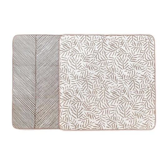 Toddlekind Portable Baby Mat – Organic Cotton 47" x 47" Reversible Indoor/Outdoor Playmat for Babies, Toddlers, Picnics, Patio, and Garden Use 0m+ Tan (Taupe)