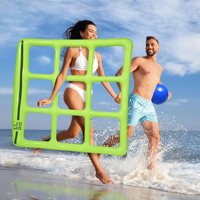 Pool Toys Games Set- Tic-Tac-Toe Inflatable Pool Toy with 10 Balls - for Adults Teens Kids 2-10 Players