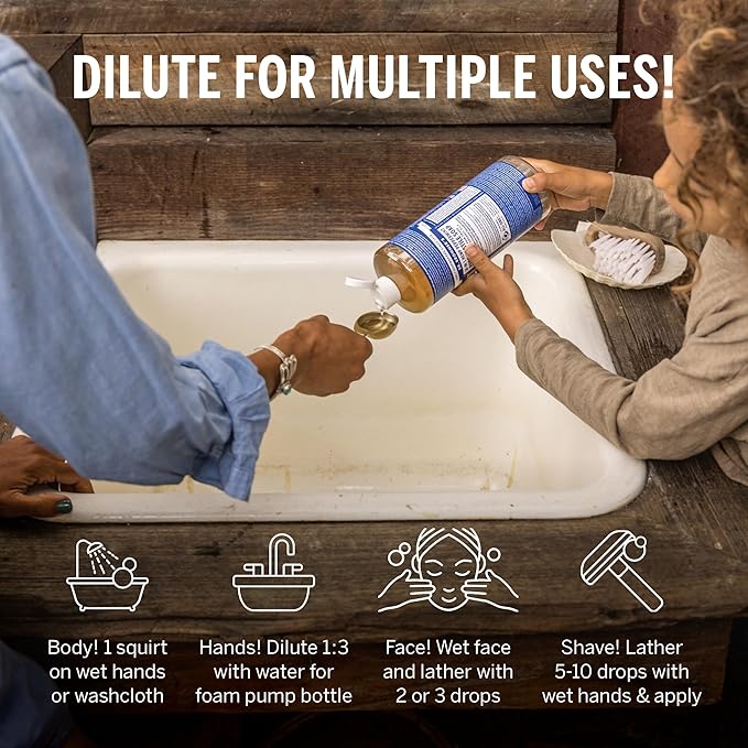Dr. Bronner's Pure-Castile Magic Liquid Soap - Made with Regenerative Organic Certified Oils- 18-in-1 Uses for Face, Body, Hand, Hair, Laundry & More- Vegan, Non-GMO- Body Wash- Peppermint,32oz