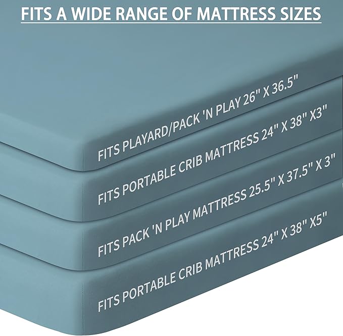 Pack and Play Sheets Fitted, 2 Pack Pack n Play Sheets for Graco Pack n Play Mattress, Unisex Playard Sheets for Boys Girls (Clouds & Dark Green)