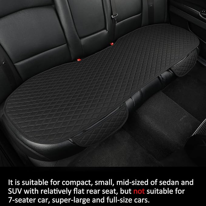 West Llama Linen Car Seat Covers,Bottom Seat Covers for Cars Include 1 Pair Front Driver Seat Pad Mat and 1 Rear Bench Cover Universal Fits 90% Vehicles,SUVs,Cars,Sedans(3Piece-Black)