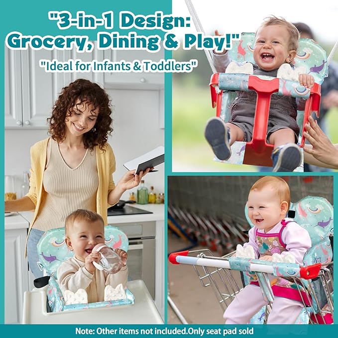 Premium Baby Shopping Cart Cover & High Chair Seat Protector - Universal Fit for Grocery Carts, Restaurant Chairs，Restaurant Seats, and Park Swings-Girl & Boy（Ocean Blue）