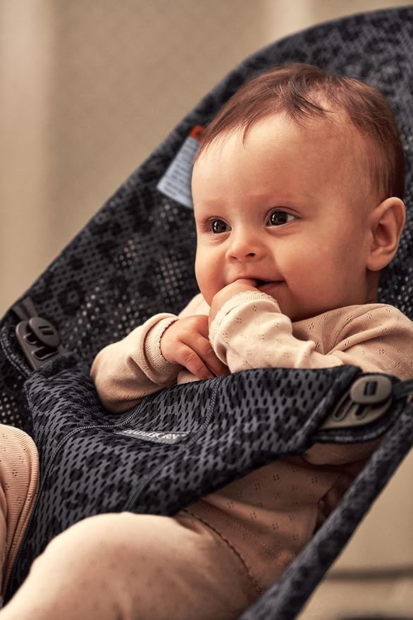 BabyBjörn Bouncer Bliss, Mesh, Anthracite/Leopard 2-in-1 Adjustable Baby Bouncer Seat and Toddler Chair, Newborn to Toddler (8-29 lbs), 4 positions, Lightweight & Portable