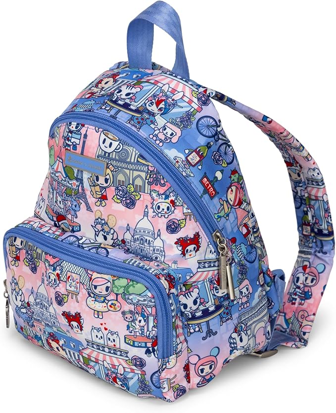 JuJuBe x tokidoki C'est la vie à Paris Everyday Mini Small Diaper Backpack, Essentials for Mom, Newborn & Baby, Women’s Purse, Baby Bottle Pockets, Adjustable Padded Straps, Machine Washable