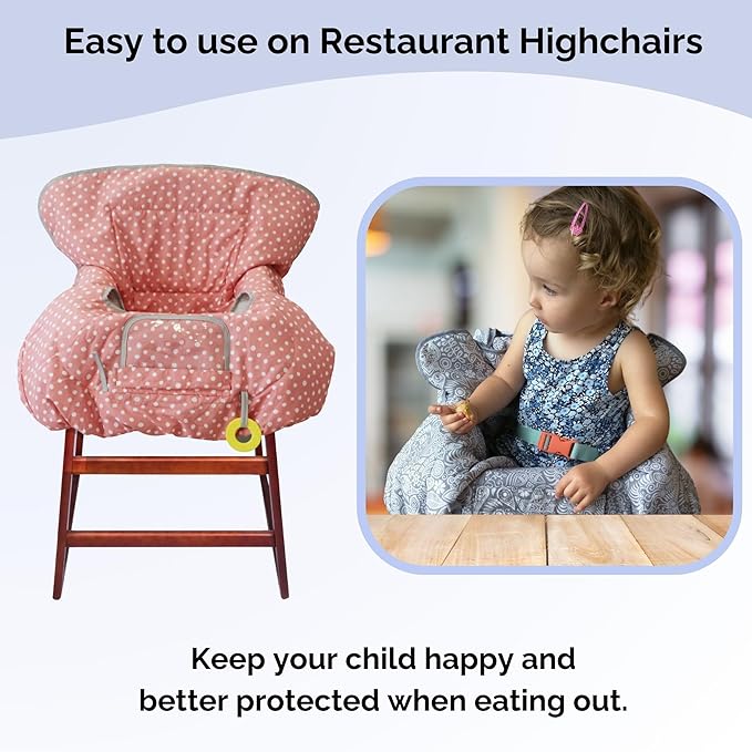 Suessie Shopping Cart Cover and High Chair Cover, Pink Dots