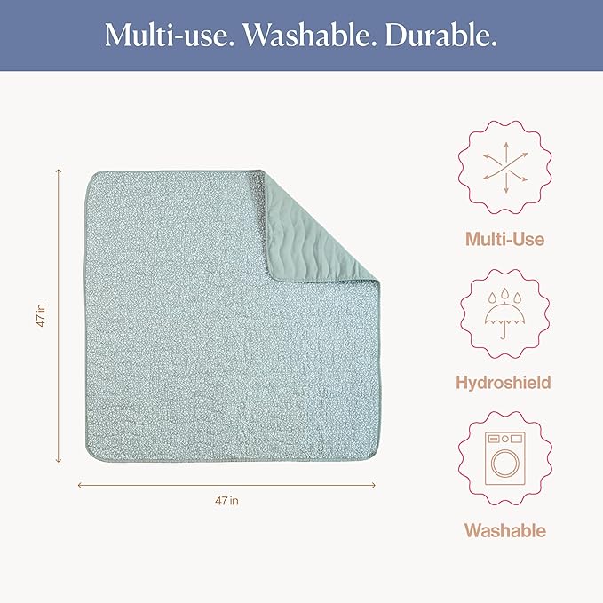 Toddlekind Portable Baby Mat, Organic Cotton 47" x 47, Portable, playpen mat, Travel, Indoor/Outdoor mat, for Babies/Toddlers, 0m+ (Sage)