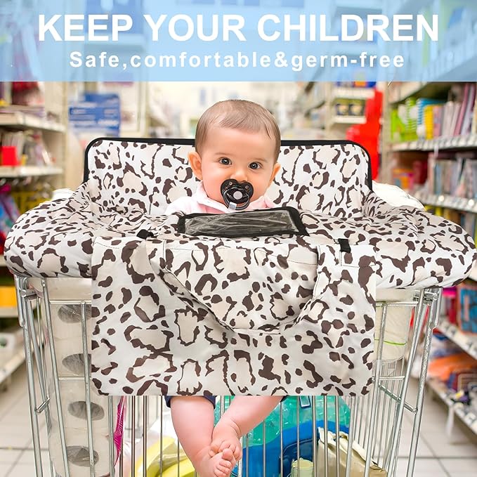 Shopping Cart Cover for Baby 2-in-1 High Chair Cover with Safety Harness Multifunctional Grey Pattern Cart Covers for Babies Soft Padded Grocery Cart Cover for Baby Boy Girl
