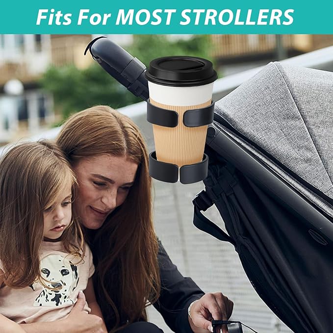 Stroller Cup Holder Compatible with Thule,360° Rotatable Stroller Accessories with Large Caliber,Black