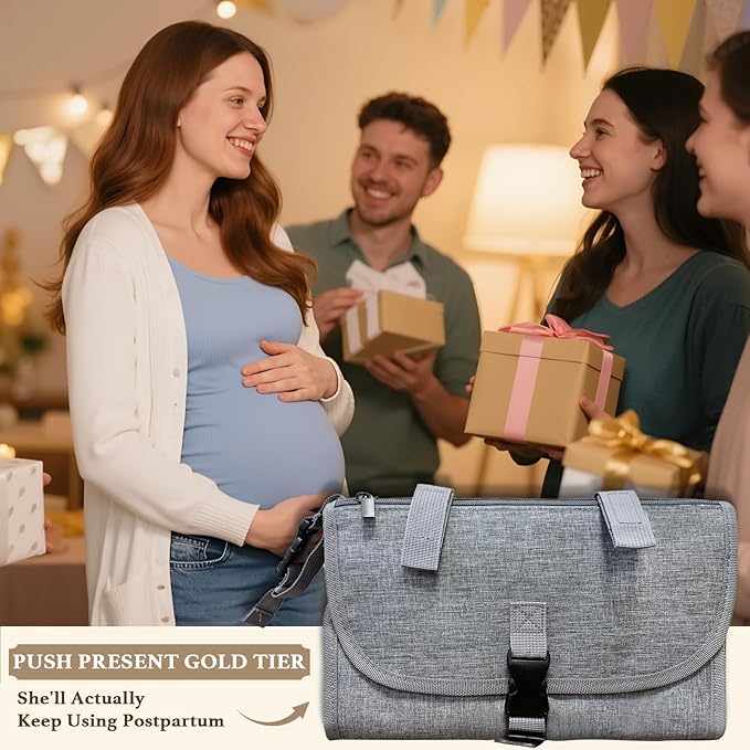 Baby Portable Diaper Changing Pad - Baby Diaper Changer Travel Bag with Wipes Pocket, Smart Design Portable Changing Mat,Gift for Newborn Girl & Boy，Gray.