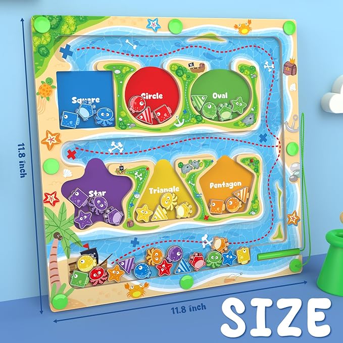 Magnetic Color & Shape Maze - Montessori Toys for 3 4 5 Year Old, Color and Shape Sorting Toy, Montessori Toys for Kids Boys Girls Gifts Ages3+, Preschool Learning Activities