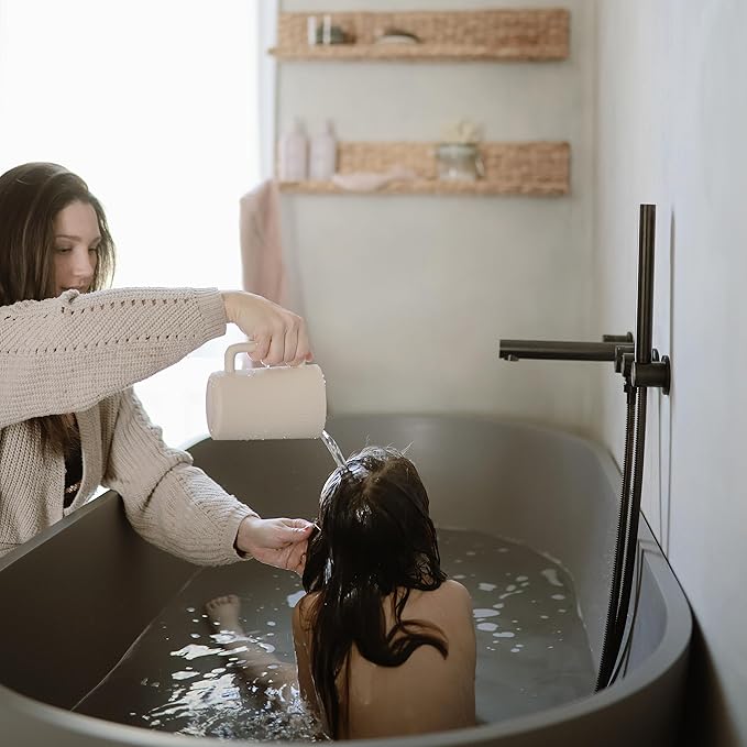 mushie Baby Bath Rinse Cup | 100% Food Grade Silicone | Shampoo & Body Washing Rinser Cup For Kids (Blush)