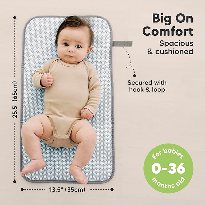 KeaBabies Portable Diaper Changing Pad, Easy Wipe Clean - Foldable Waterproof Baby Changing Mat for Diaper Bag, Compact, Lightweight, 25x13 Newborn, Infant,Baby Changer Travel Essential (Classic Gray)