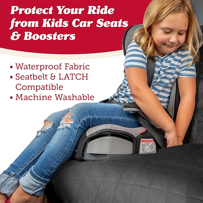 Lusso Gear Car Seat Protector for Baby Car Seat (Bench Seat Cover) - Waterproof - Thick Padding - Protects Fabric or Leather Seats (Black)