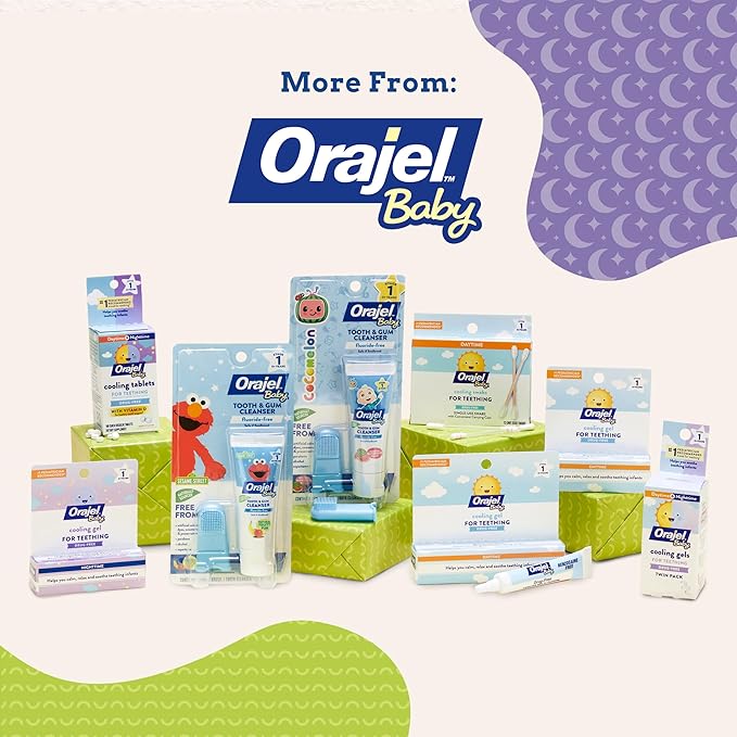 Orajel Baby Nighttime Cooling Gel for Teething, Drug-Free, #1 Pediatrician Recommended Brand for Teething*, One .18oz Tube
