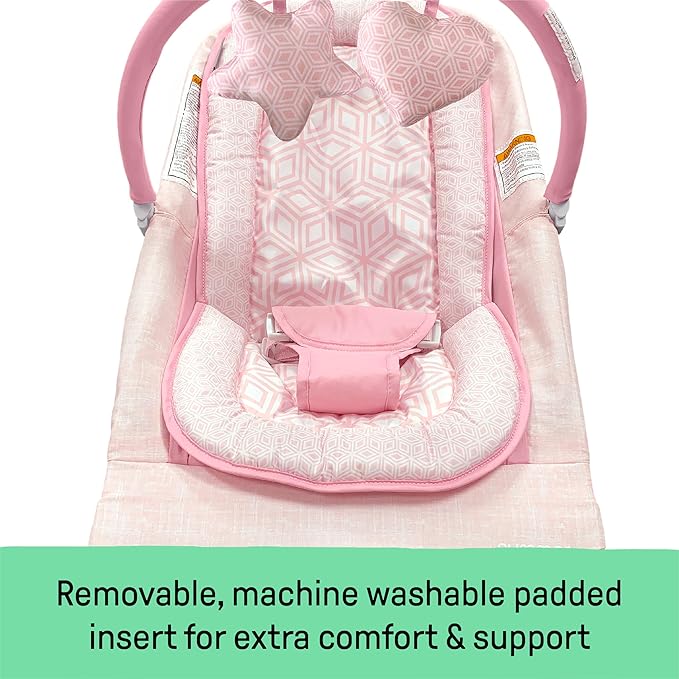 Summer Infant 2-in-1 Bouncer & Rocker Duo (Pink) Convenient and Portable Rocker and Bouncer for Babies Includes Soft Toys and Soothing Vibrations