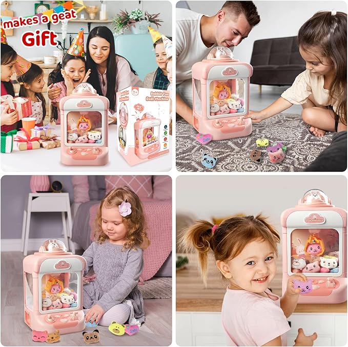 Claw Machine for Kids,Mini Vending Machines Candy Grabber Prize Dispenser Toys for Girls,Electronic Arcade Claw Game Machine for Party Birthday with Lights Sound (Rabbit Claw)