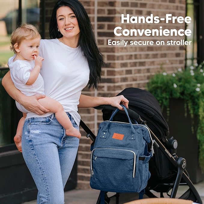 KeaBabies Baby Diaper Bag Backpack - Large Baby Bag for Boys, Girls, Waterproof Multi Function Travel Diaper Backpack with Changing Pad, Durable Travel Essentials for Moms and Dads (Navy Blue)