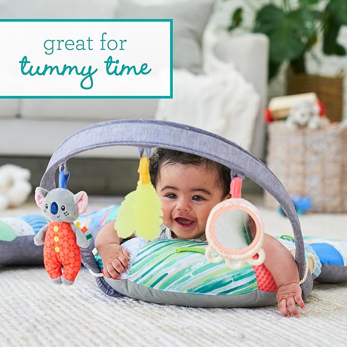 Infantino 3-in-1 Tummy Time & Seated Support & Mini Gym, Baby Floor Seat for Tummy Time & Early Sitting, Soft, Supportive, Engaging Toys, Koala