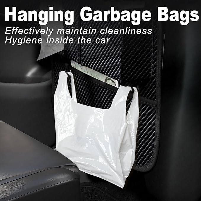 Car Seat Organizers,Multi-functional Back Seat Protectors, Storage Pouches, and Tray Holders (for Cars, Kids, Seat Back and Rear Seats) (Carbon Fiber, 2 Pcs)