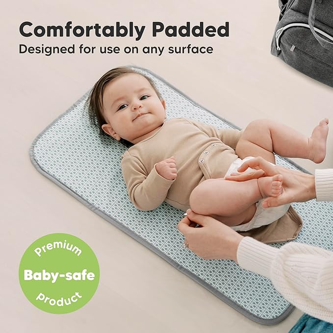 KeaBabies Portable Diaper Changing Pad, Easy Wipe Clean - Foldable Waterproof Baby Changing Mat for Diaper Bag, Compact, Lightweight, 25x13 Newborn, Infant,Baby Changer Travel Essential (Classic Gray)