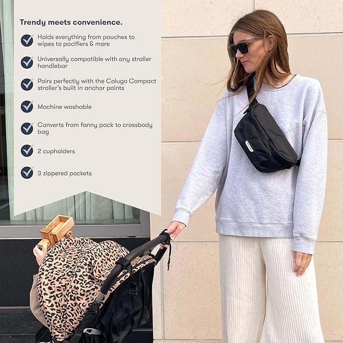 Colugo On-The-Go Stroller Organizer Insert with Zipper, Caddy with Cup Holder, Stroller Accessories for Parents specially designed to fit to your stroller with Non Slip Straps (Olive)