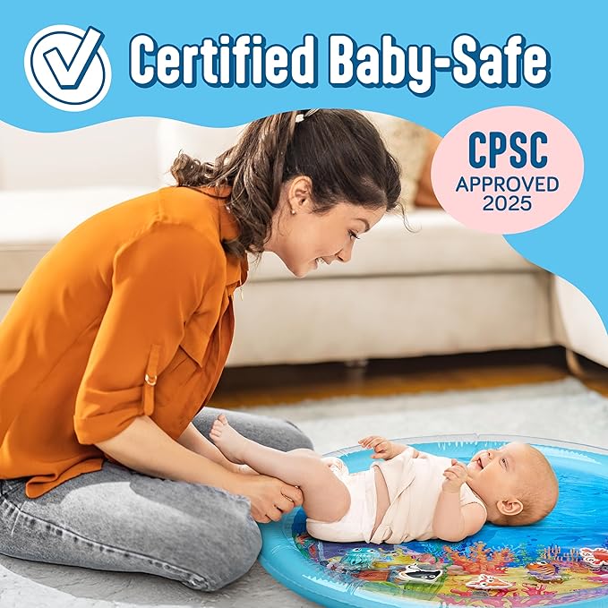 SplashEZ Magical Tummy Time Water Mat for Babies | Captivating Lights for Extended Developmental Play