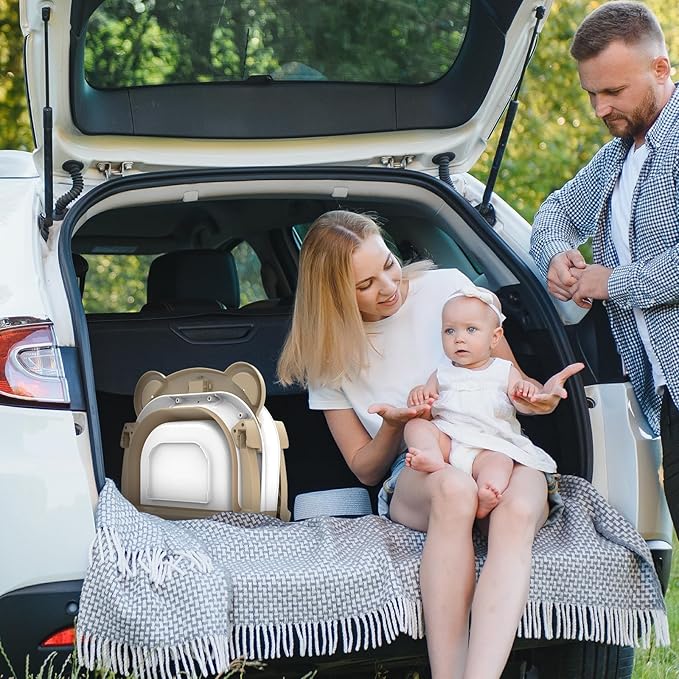 TPN Collapsible Baby Bathtub, Baby Bath Tub with Soft Cushion & Real-Time Thermometer, Baby Bathtub Infant to Toddler Tub (0-36 Months), Portable Travel Baby Tubs for Newborns (Beige)