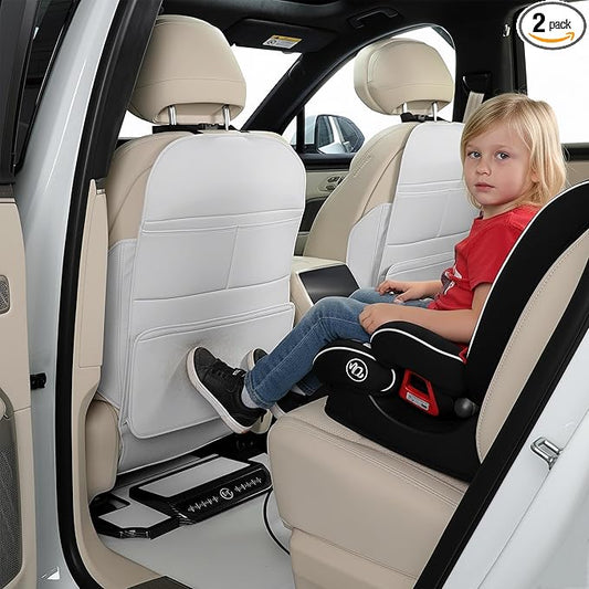 Seat Back Protector,Preventing the Impact of Children Stepping on the Seat Backrest,Beautiful appearance and easy to clean,black (Cream White -2 pcs)