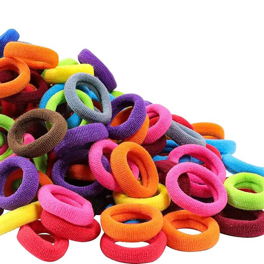 WillingTee 120 Pcs Baby Hair Ties, Cotton Toddler Hair Ties for Girls and Kids, Multicolor Small Seamless Hair Bands Elastic Ponytail Holders,Bright Color