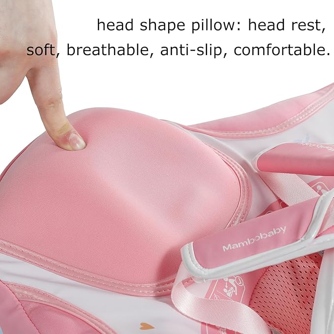 Mambobaby Float with Canopy and Tail New Upgraded Non-Inflatable Baby Pool Float Mambo Float Swim Trainer Solid Infant Swim Float Adjustable Pearl Foam Baby Swim Ring