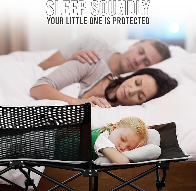 Toddler Cot Bed: Kids Travel Camping and Portable Folding Cot, Great for Outdoors and Young Guests at Home. Comfortable Sleeping Bed Easy to Store and Use (White)