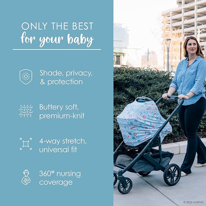 Milk Snob Original Marvel 5-in-1 Baby Cover, Breastfeeding, Car Seat, Carrier, Stroller, High Chair, Shopping Cart, Canopy, Baby Shower Gender Neutral Gifts, Nursing Top (Spider-Man Sketch Book)