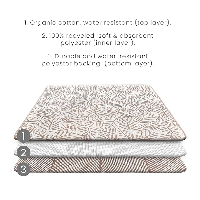Toddlekind Portable Baby Mat – Organic Cotton 47" x 47" Reversible Indoor/Outdoor Playmat for Babies, Toddlers, Picnics, Patio, and Garden Use 0m+ Tan (Taupe)