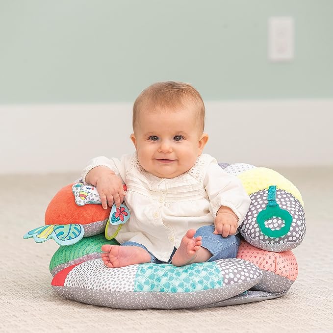 Infantino 2-in-1 Tummy Time & Seated Support, Baby Floor Seat for Tummy Time & Early Sitting, Soft, Supportive, Engaging Toys, Toucan