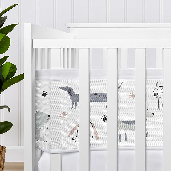 Sweet Jojo Designs + BreathableBaby 2-Piece Breathable Mesh Crib Liner Set (Dog) for Boys/Girls, Baby, Infants/Newborn Nursery (Modern Dogs, Puppy, Pet, Watercolor Puppies, Boho Hatch, Bulldog, Doggy)