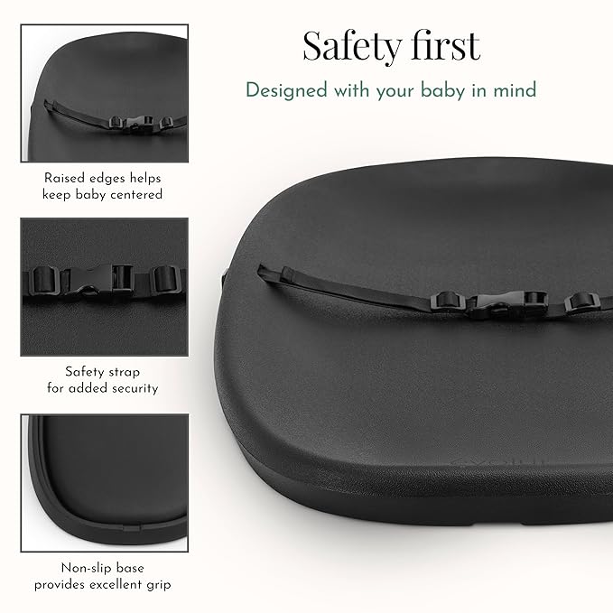 Evolur Eva Baby Changing Pad in Black, Soft, Lightweight and Portable Changing Pad, Fits All Changing Table, Waterproof Firm Padding