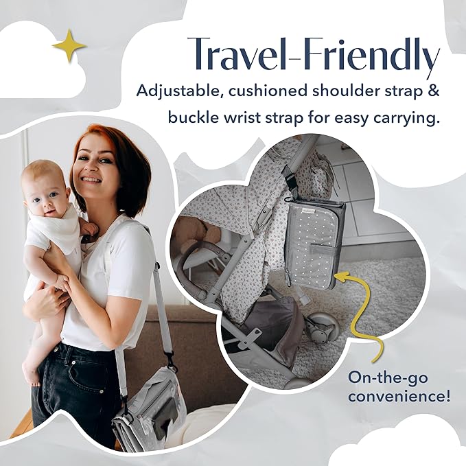 Usakinon® Portable Diaper Changing Pad for Baby – CPC Certified Travel Diaper Clutch & Waterproof Changing Station, Lightweight & Foldable, Touchscreen-Friendly (Grey)