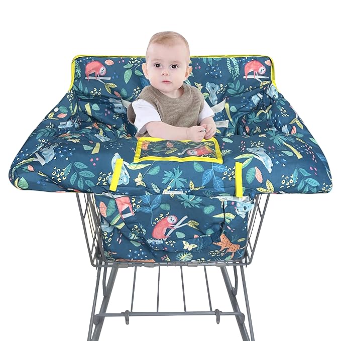 Shopping Cart Cover for Baby,2-in-1 Baby Cart Covers with Portable Cloth Bag Cart Seat Pad for Babies Grocery Cushion Cover Restaurant,Suitable for All Supermarkets and Restaurants