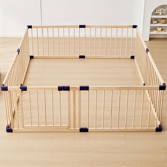 Playpen for Babies and Toddlers,Baby Playpen Fence Yard Wood,Wooden Baby Playpen for Babies and Toddlers,Wooden Baby Play Fence Yard Play Area (140X200)