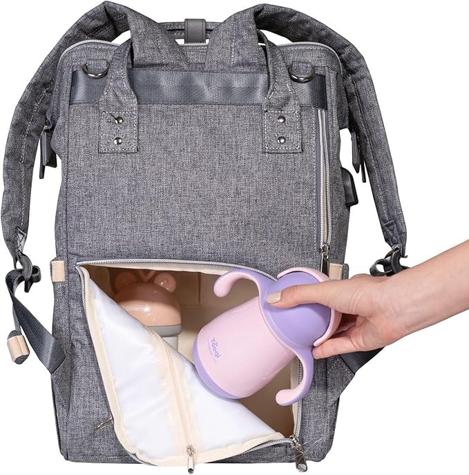 SUNVENO Diaper Bag Backpack Large Capacity Baby-Bag with Changing Pad & Stroller Clips Diaper-Backpack Travel Essentials Nappy Bag Organizer for Baby Care with USB Charging Port, Grey