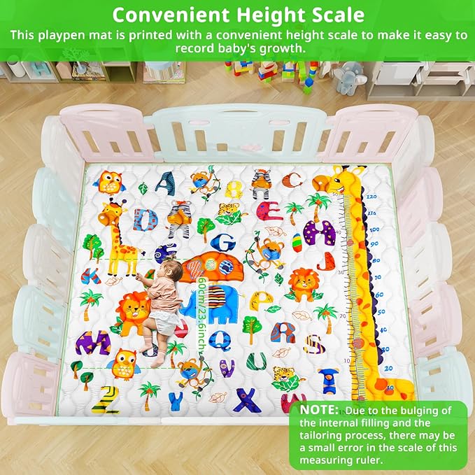 Safari Zoo Alphabet Play Mat 71"×59" Baby Gyms Playmats for Playpen Giant Waterproof ABC Learning Mat for Toddlers, Jungle Themed Nursery Floor Thicken Soft Padding for Toddlers Infants