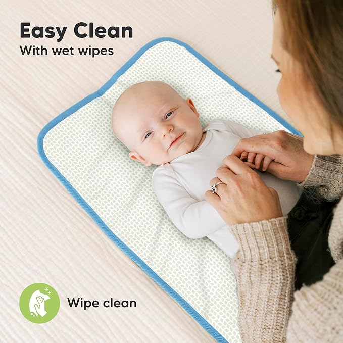 KeaBabies Portable Diaper Changing Pad, Easy Wipe Clean - Foldable Waterproof Baby Changing Mat for Diaper Bag, Compact, Lightweight, 25x13 Newborn, Infant, Baby Changer Travel Essential (Cloud)