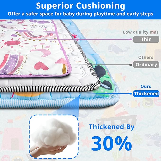 Ocean Baby Gyms Playmats for Playpen 71"×59" Marine Animals Play Mat for Playpen Playyards Thicken Soft Padding Foam Playmats for Babies Toddlers Infants Baby Crawling Mat Pad Tummy Time