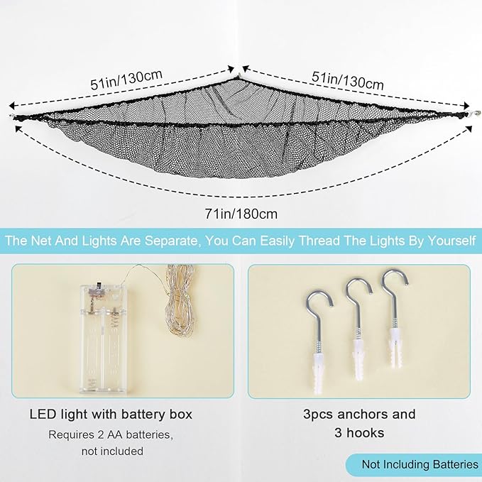 Unicorn Castle Stuffed Animals Net or Hammock Kids Toy Storage Organizer with LED Light Hanging Corner Stuffed Animals Holder Kids Girls Room Decor (Pack of 1)