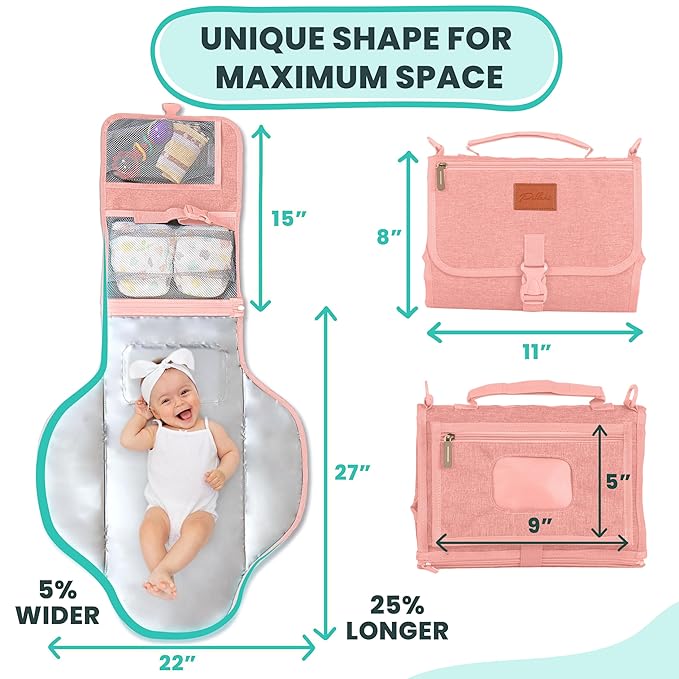 Portable Changing Pad for Baby – Soft, Comfortable Portable Diaper Changing Pad with Wipes Pockets, Waterproof and Easy to Clean – Baby Shower Gifts Newborn Essentials Must Haves Baby Registry Search