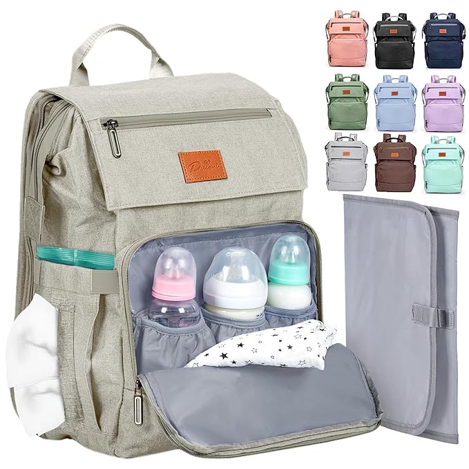 PILLANI Baby Diaper Bag Backpack - Large Bag for Boys & Girls, Waterproof Diaper Backpack - Travel Diaper Bags w/Changing Pad, Baby Registry Search & Shower Gifts - Essentials Must Haves Newborn Stuff