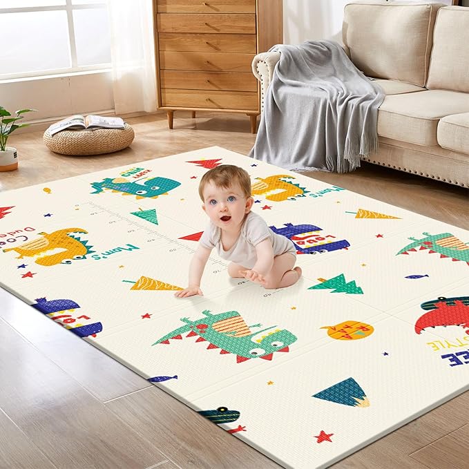 Baby Play Mat, 74 x 50 Inch Play Mat Perfect for Use Baby Playpen, Foldable Baby Foam Playmat for Floor, Portable Waterproof Activity PlayMats for Babies, Infants and Toddlers