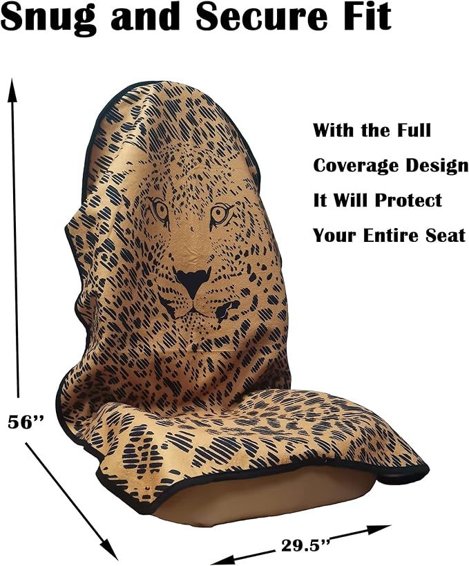 Car Seat Cover Protector Front Seats,for Gym Workout,Running,Swimming,Beach and Hiking,Waterproof Sweat Towel Bucket Seat Covers for Cars SUV Trucks (Leopard, 1Pcs)